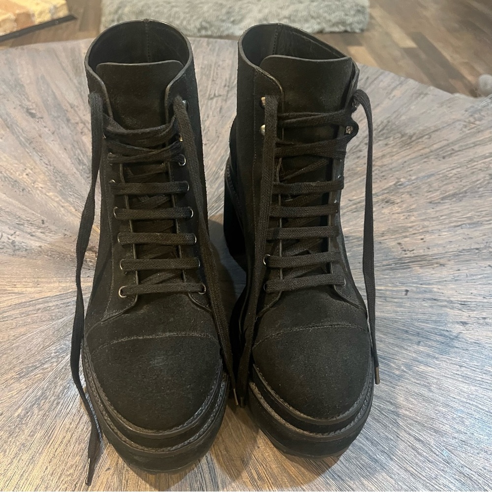 CULT GAIA Bratz Black Suede Platform Lace-Up Boots – Size 38 (US 7–8) - Picture 9 of 16